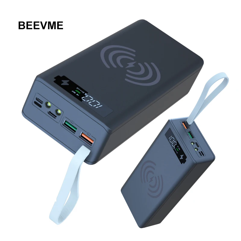 

LED Light 18650 Battery Power Bank Case Shell PD Quick QC3.0 Charge Wireless Charging DIY Powerbank 16*18650 Battery Storage Box
