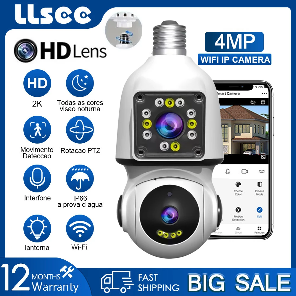 

IP-камера видеонаблюдения LLSEE, 2K, 4 МП, Wi-Fi