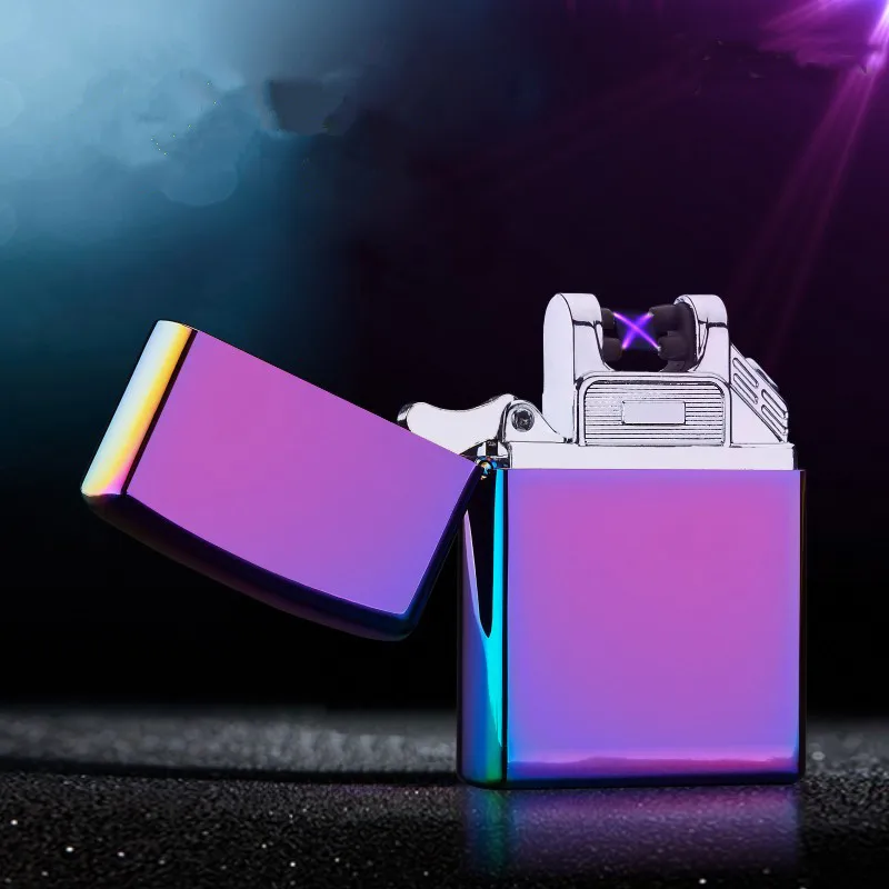 

Creative metal charging USB crossover double arc 18 color optional lighter