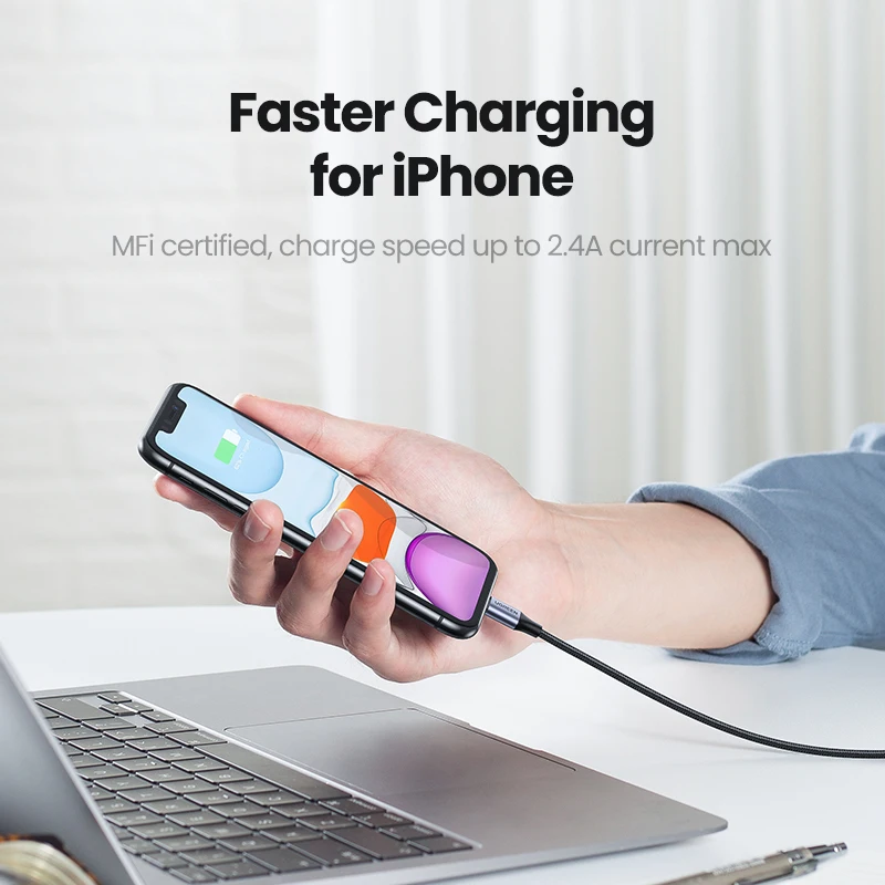 USB-кабель UGREEN MFi для iPhone 13 Mini 2 4 А быстрая зарядка Lightning Pro Max X XR 11 8 7 зарядный кабель