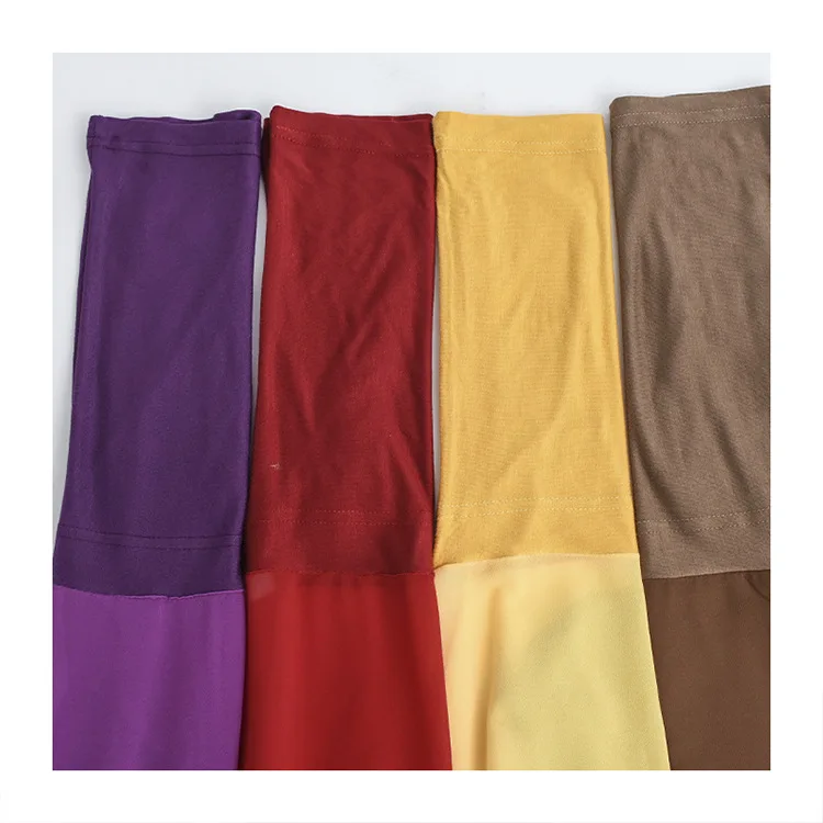 Muslim Head Scarf Women Hijab Elastic Modal Cotton Underscarf Inner Cap Solid Color Long Chiffon Shawl Headwarp Veil Bandana