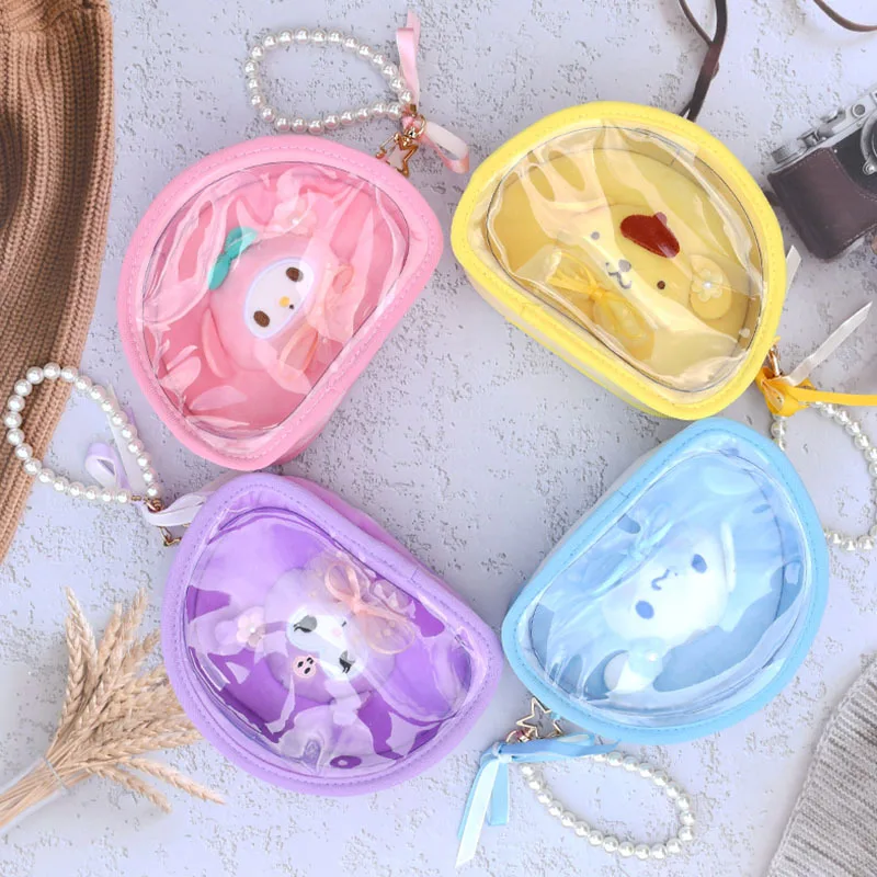 

Kawaii Sanrio Kuromi My Melody Cinnamoroll Pompom Purin Cartoon Plush Toy Jelly Handbag Exquisite Lovely Girly Heart Storage Bag