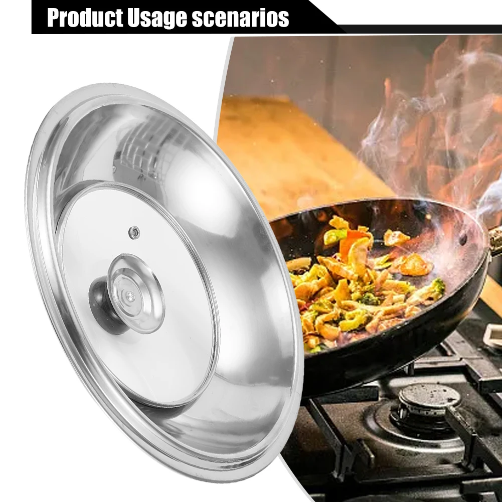 

Wok Lid Pot Lid Combined Vegetable Cover 34CM Kitchen Supplies Pot Lid Stainless Steel With Knob Kitchen Tools