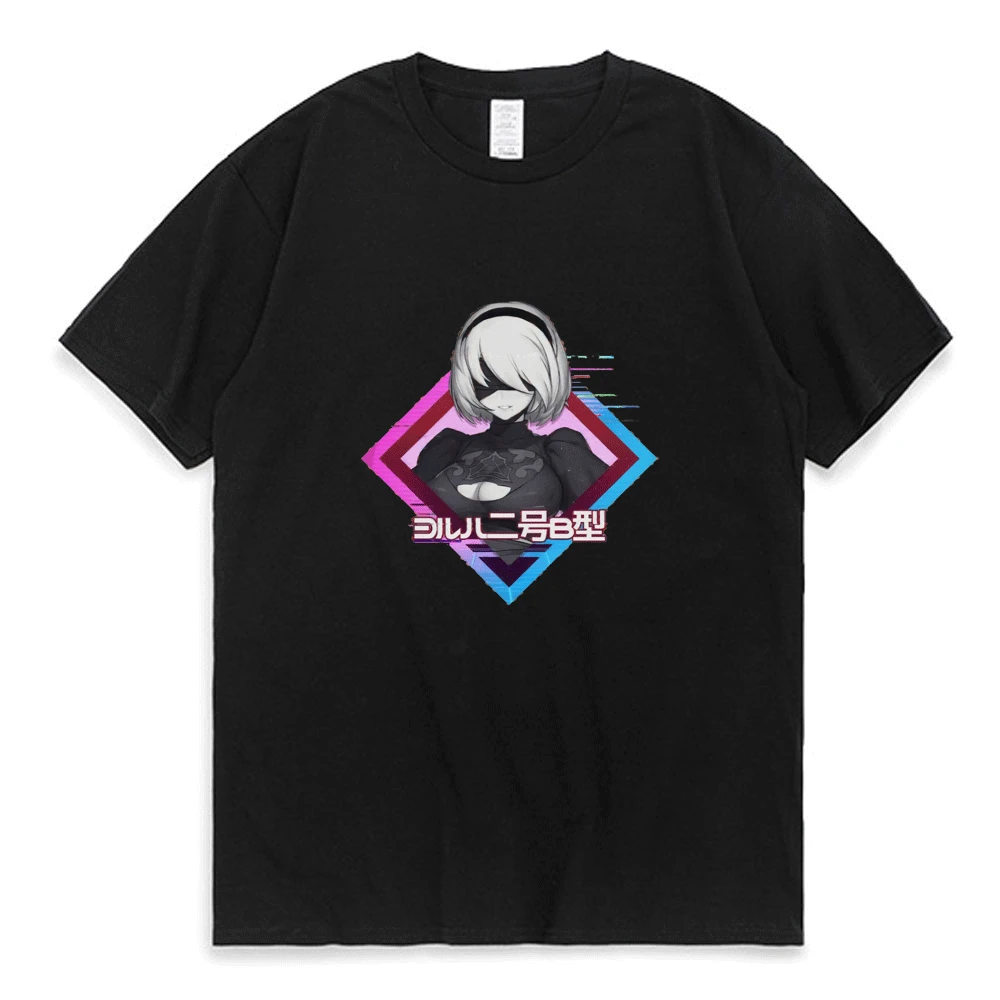 

Nier Automata 2B Tri-blend Cotton NieR Automata T Shirt Funny Anime Pattern Print Tee Shirt Streetwear Harajuku T-shirt Men Tops