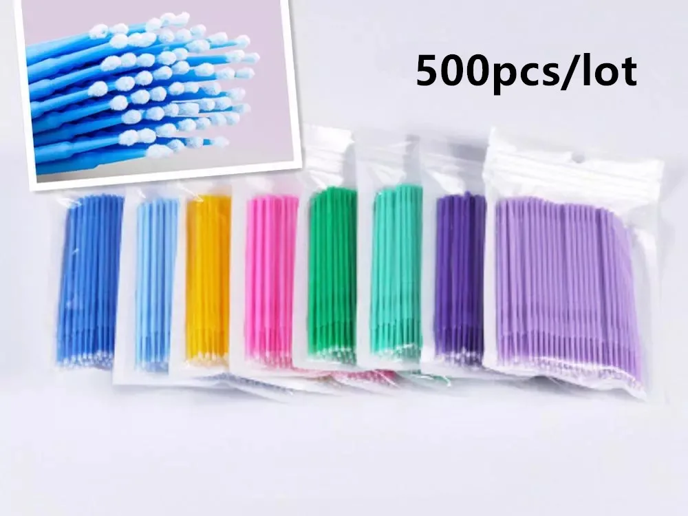 500Pcs/bag Disposable MicroBrush Eyelashes Extension Individual Lash Removing Swab Micro Brush For Eyelash Extension Tools