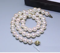 huge charming 8 9mm natural south sea genuine white round pearl necklace for women free shipping jewely