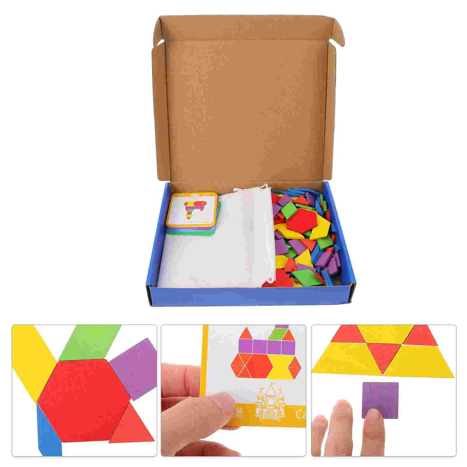 

155 PCS Tangram Wooden Puzzle Kid Recognition Toy Educational Jigsaw Toys Baby Block Playthings Cartoon Blocks