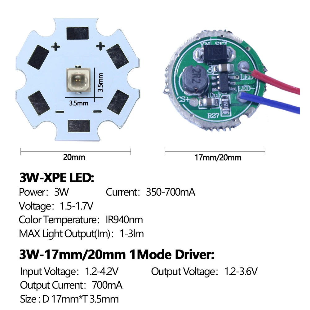 

OTCRREE светодиодные чипы 3W XPE для фонарика 660/730/850/940 нм