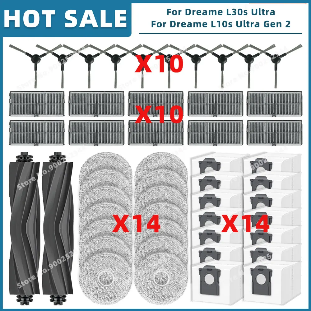 

Сменные детали для Dreame L10s Ultra Gen 2 / L30s Ultra / L30 Pro Ultra Аксессуары для швабры, основная боковая щетка, фильтр НЕРА, тканевый мешок для пыли