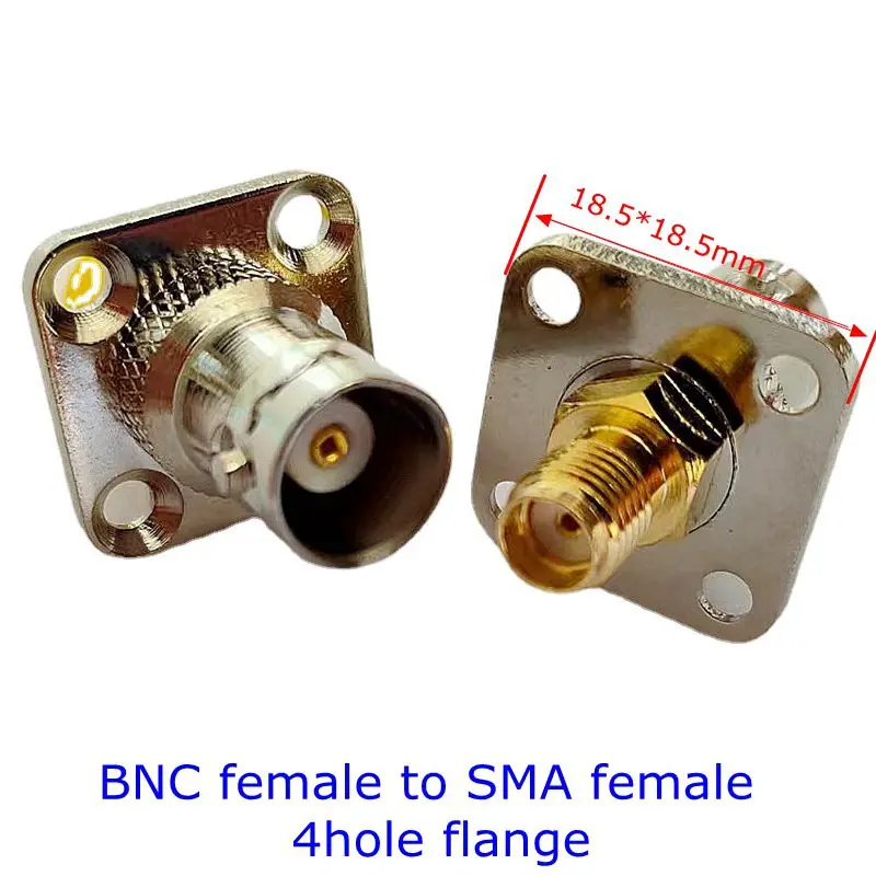 

1Pcs Q9 BNC Female To SMA Female Jack Connector 4Holes Flange BNC To SMA Female Chassis Panel Mount Socket Nickel Plated Brass