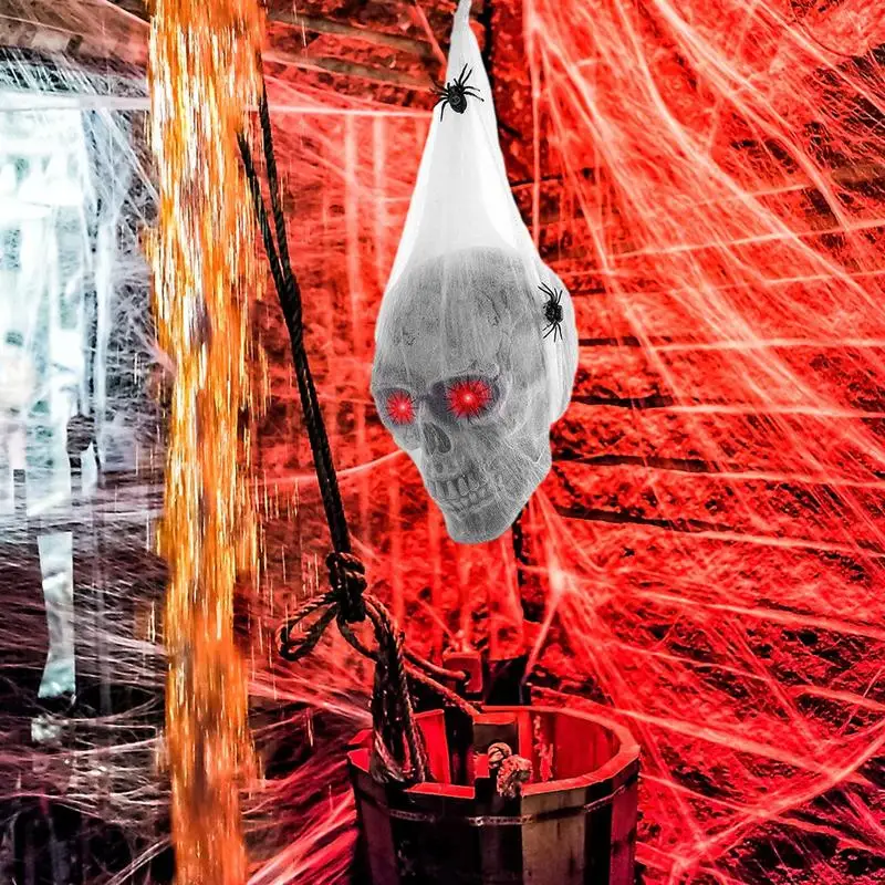 Женский светящийся хлопковый череп-паук с голосовым управлением