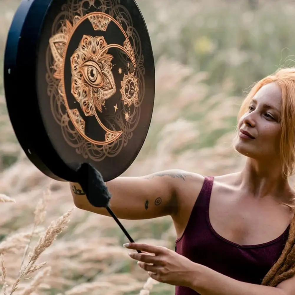 

Барабан Shaman подарок на день матери вегетарианский шаман Alchemical лечебный лунный звуковой барабан инструмент G4Y9