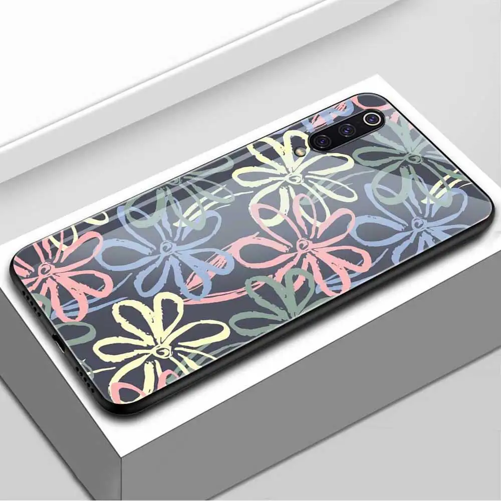 Чехол для телефона с изображением листьев и цветов для Xiaomi Redmi Note 10 8 9 7 11 Pro 8T Mi 11T 9T 10T A3 Lite Poco X3 F3 с защитным закаленным стеклом.