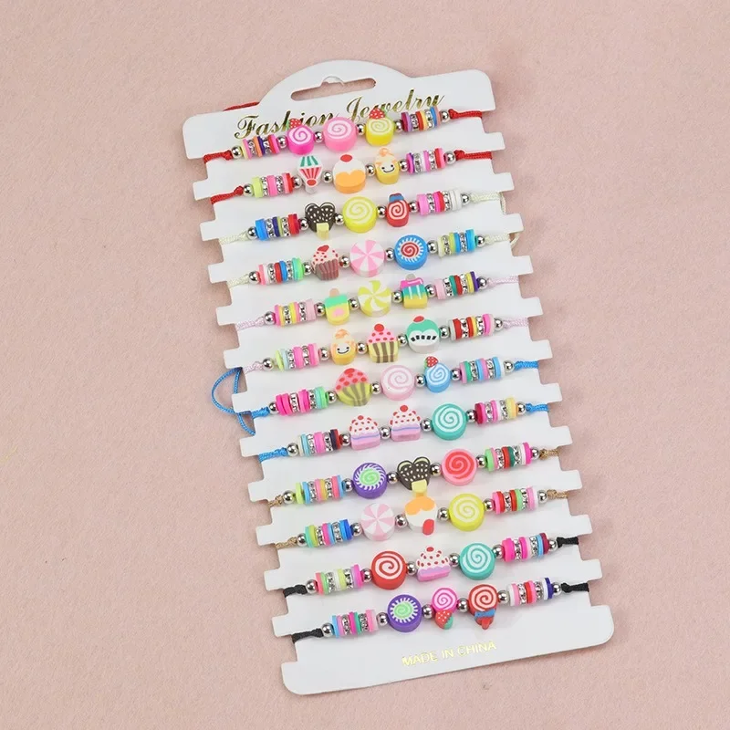 12 шт./комплект регулируемый браслет из полимерной глины с фруктами