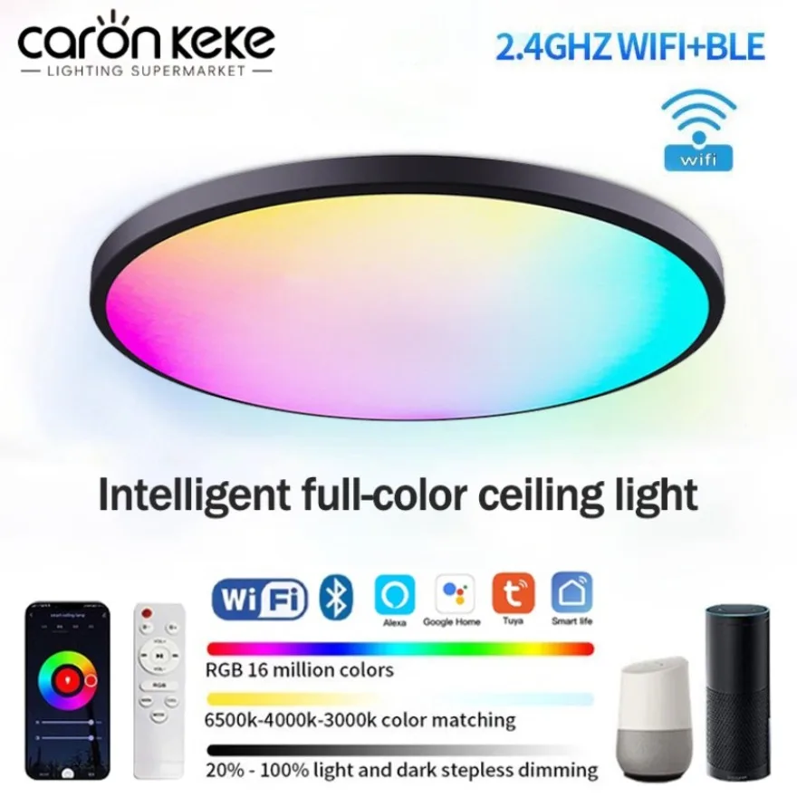 Умный светодиодный потолочный светильник Tuya регулируемая яркость RGB Wi-Fi Alexa