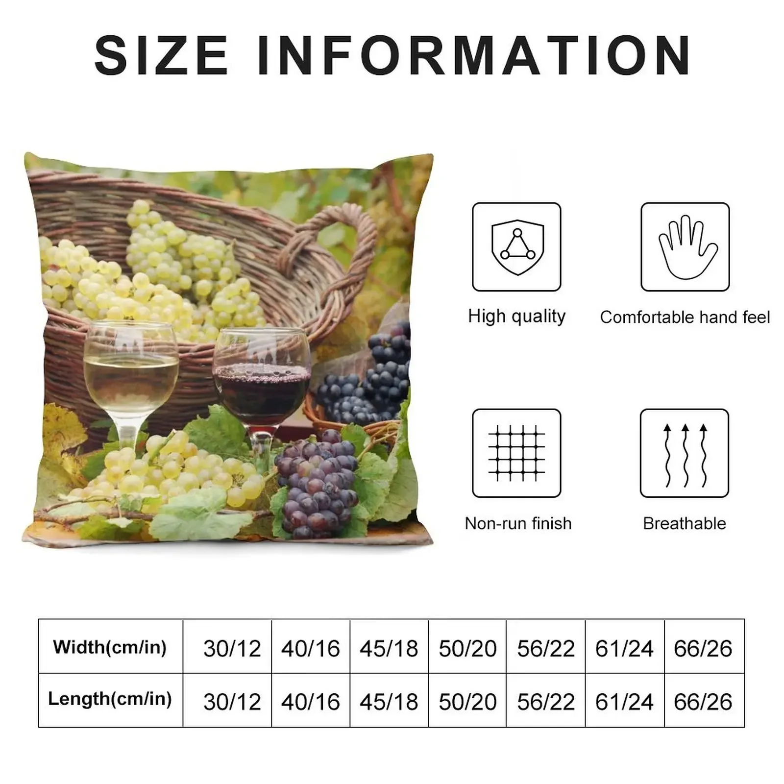 Красное и белое вино с виноградом осенний сезон декоративная подушка