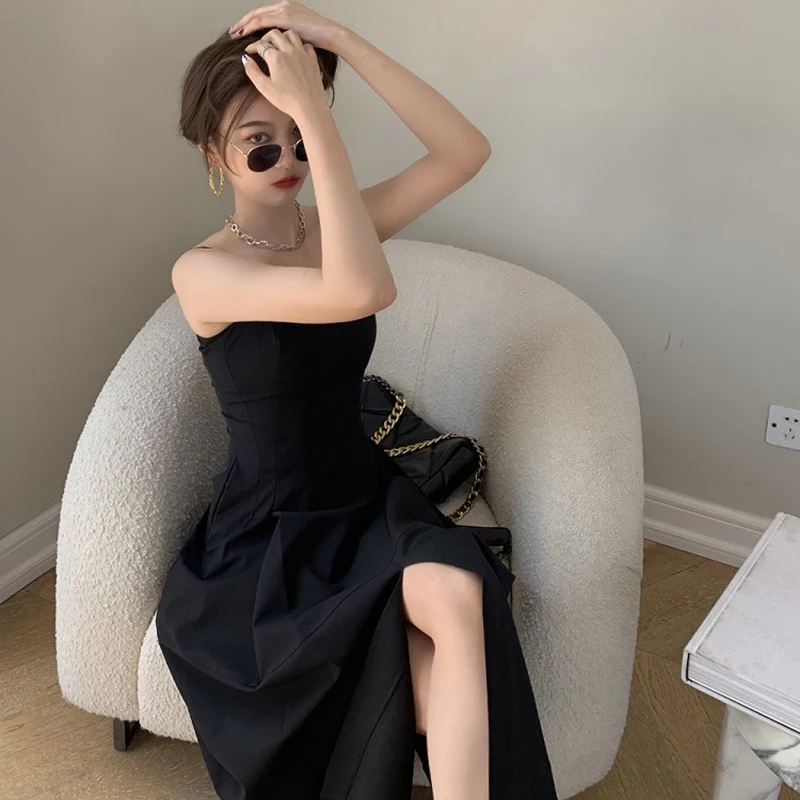 Женские платья без рукавов с разрезом минималистичные элегантные женские