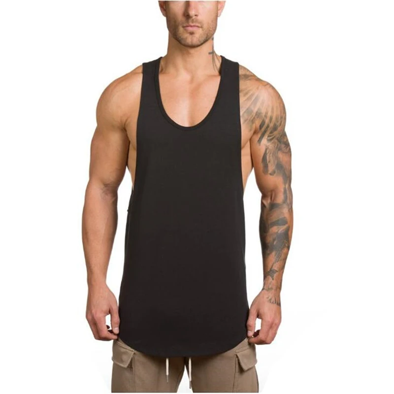 

Muscleguys Brand clothing solid tank tops men blank undershirt musculation vest bodybuilding and fitness Stringer gyms tanktop