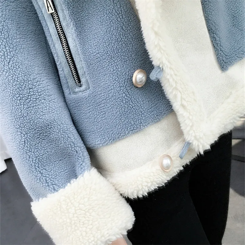 Fashion Lamb h Jacket Women 2022 New Autumn Winter Single-Breasted Short For Coat Female Loose Clothes Thick Outerwear  fur