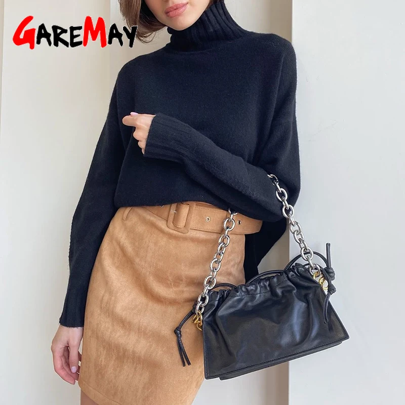 Высокое качество 2022 Осень Зима Водолазка пуловер свитер женский тонкий вязаный