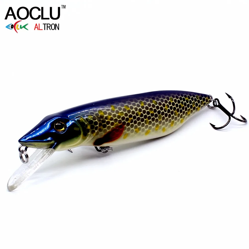 

AOCLU NEW LURE wobblers 110mm 22g Floating Pike Amur pikc Hard Bait Minnow Depth 2m fishing lure VMC hooks 6 colors tackle