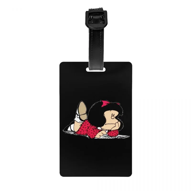 

Cute Mafalda Luggage Tag for Travel Suitcase Argentine Cartoon Quino Comic Privacy Cover ID Label