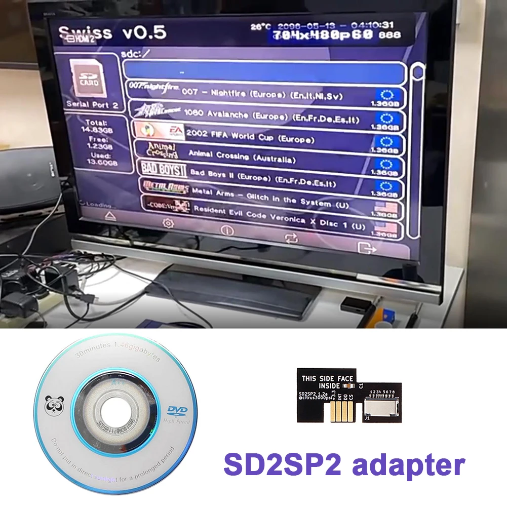 Адаптер SD2SP2 кардридер TF сменный Швейцарский диск загрузки мини DVD для NGC NTSC