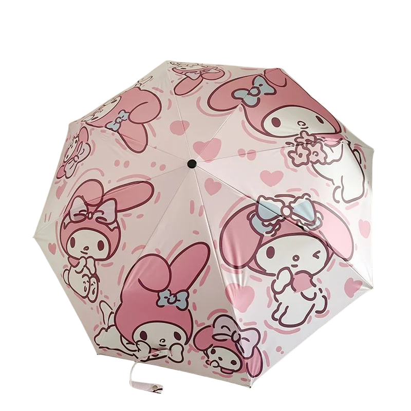 

Sanrio Мультфильм Мелодия Детский милый солнечный и дождь двойного назначения автоматический складной зонт солнцезащитный анти-УФ портативный зонтик