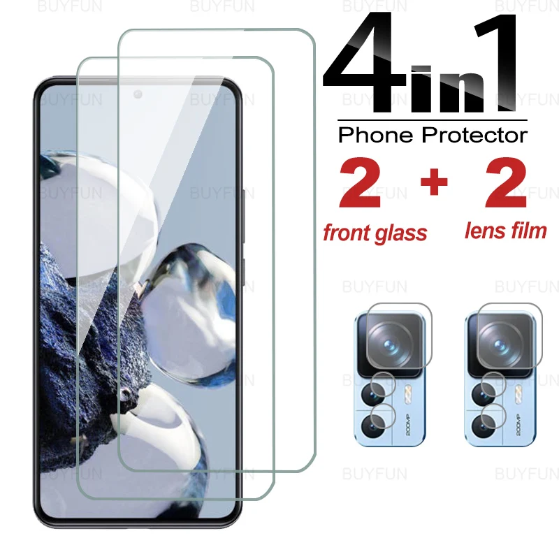 

Чехол из закаленного стекла 4 в 1 для Xiaomi Xaomi 12T Pro 6,67 ''HD, Передняя Защитная пленка для экрана Xiaomi Mi 12T Pro, пленка для объектива камеры