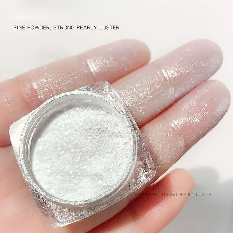 

1 Box Nail Art Glitter Manicure Shimmer Powder Nail Powders Pearl White Acrylic Powders Highlight Powder Nail Glitter TSLM1