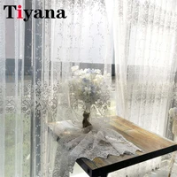 european white pearls tulle curtains for living room bedroom 3d embroidery window yarn drapes romantic sheer tulle curtains