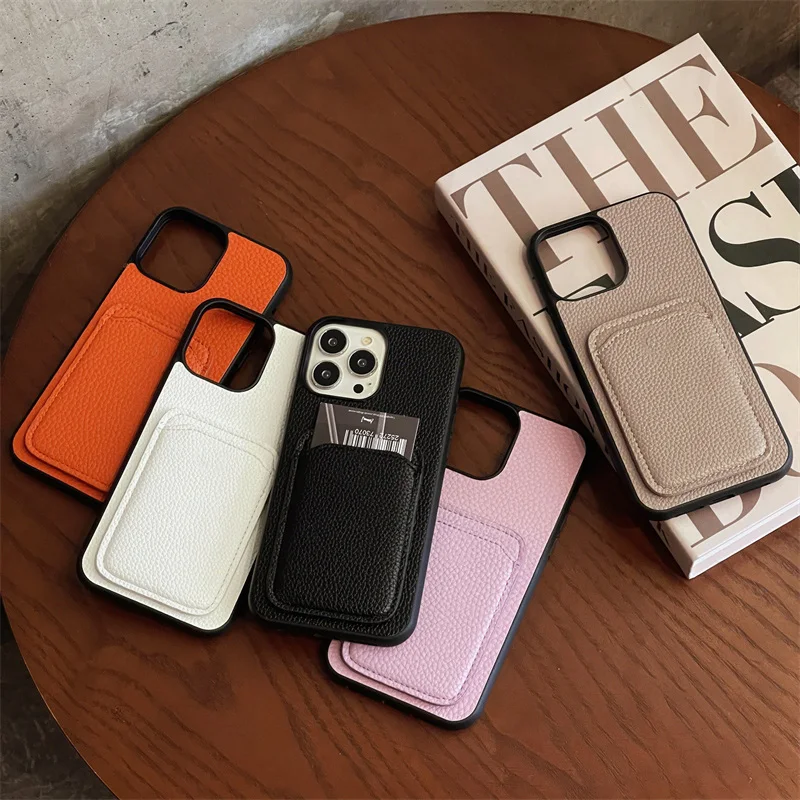 

Luxury Card Holder Litchi Leather Case for iPhone 14 13 12 11 Pro Max XR 7 8 Plus XS Max XR Cards Wallet Cover