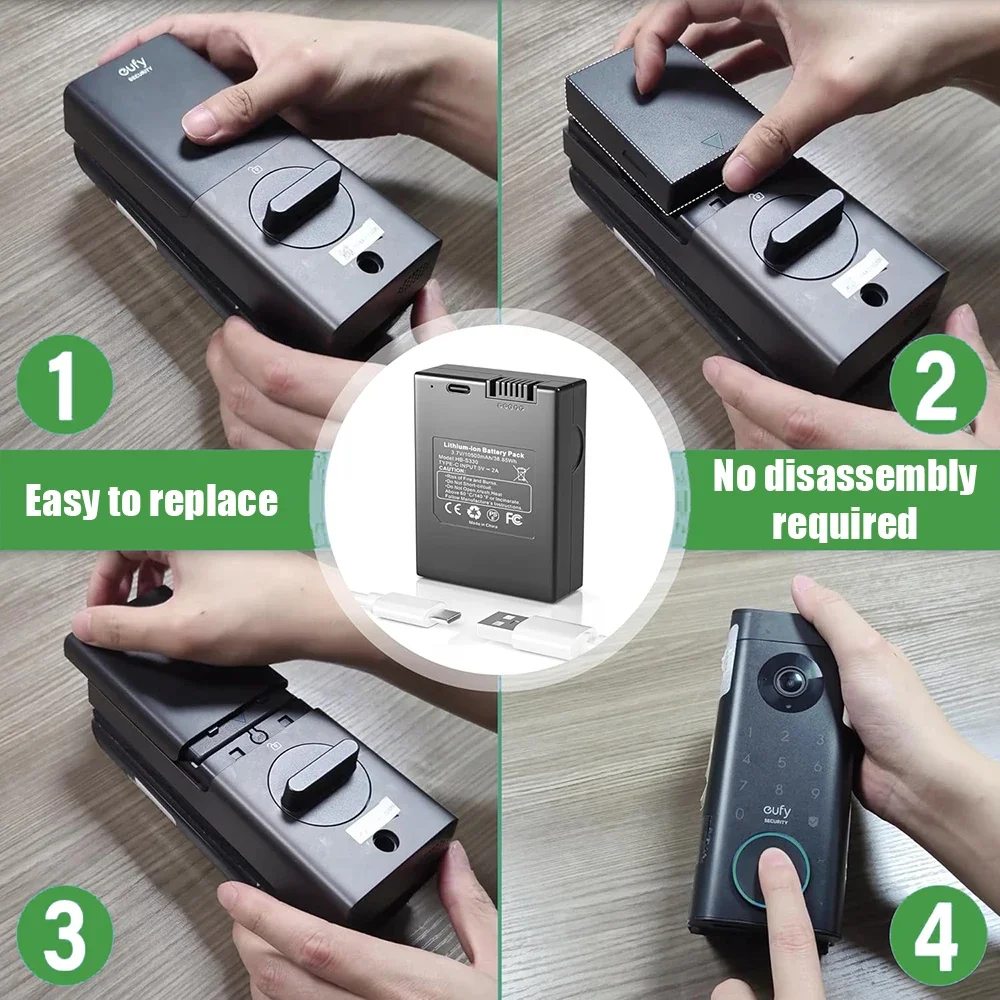Фото Аккумулятор 10500 мАч для eufyCam S4, eufy Security S330, E330 3-в-1, E330 Video Smart Lock, S230, S231, E31 и Smart Drop №4