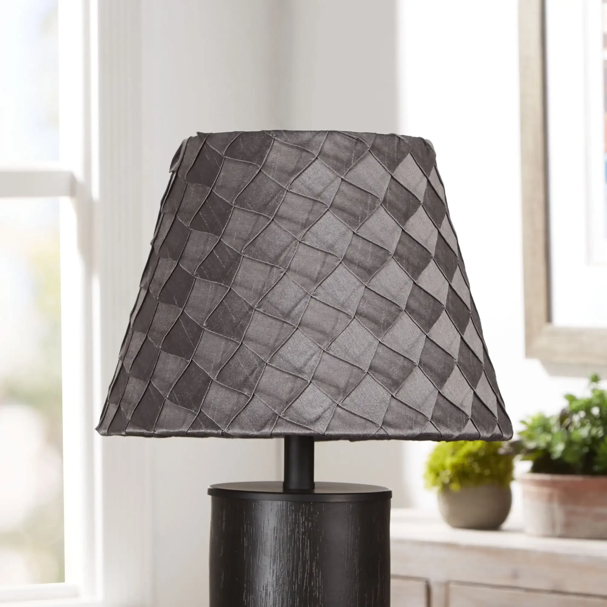 

Tapered Pleat Fabric Drum Accent Lamp Shade, Grey Rapid Transit Lamp Shades for Table Lamps Light Cover