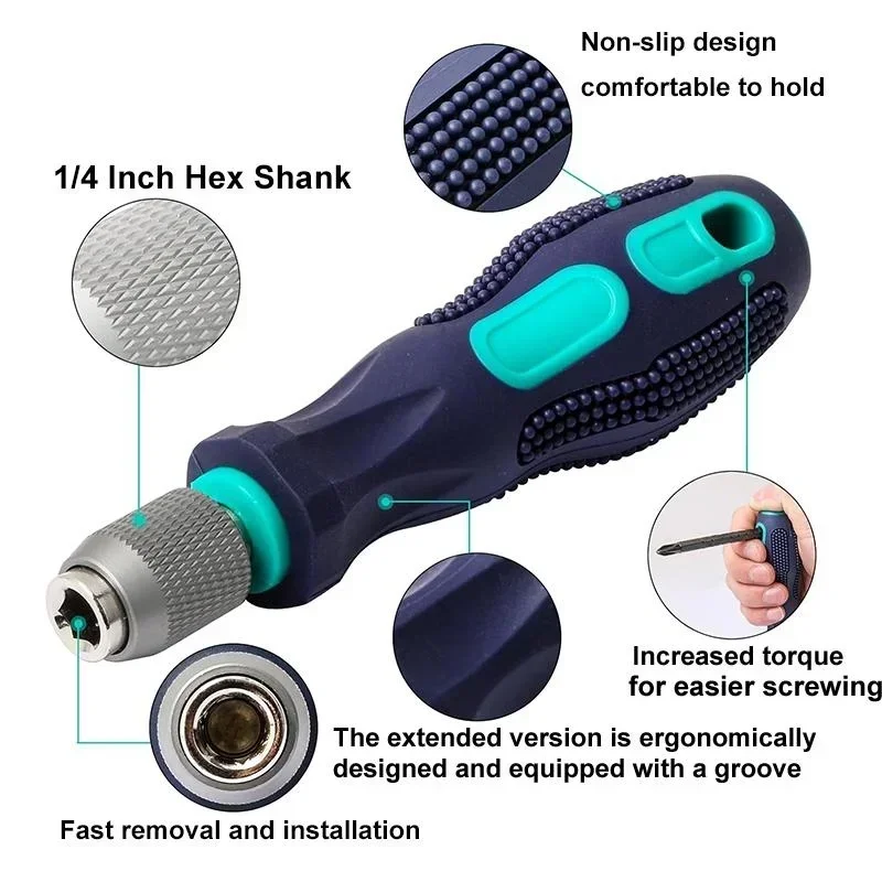 6 шт. PZ2 отвертка с держателем бит 75 мм Набор отверток Pozidriv 1/4 дюйма шестигранный