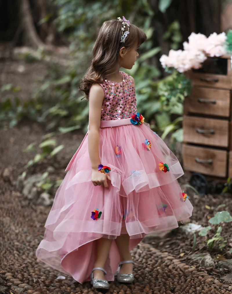 

Children's Vestidos New Flower Girl Princess Dress For Girls Piano Performance Costume Kids Banquet Trailing Dresses 4-12 Years