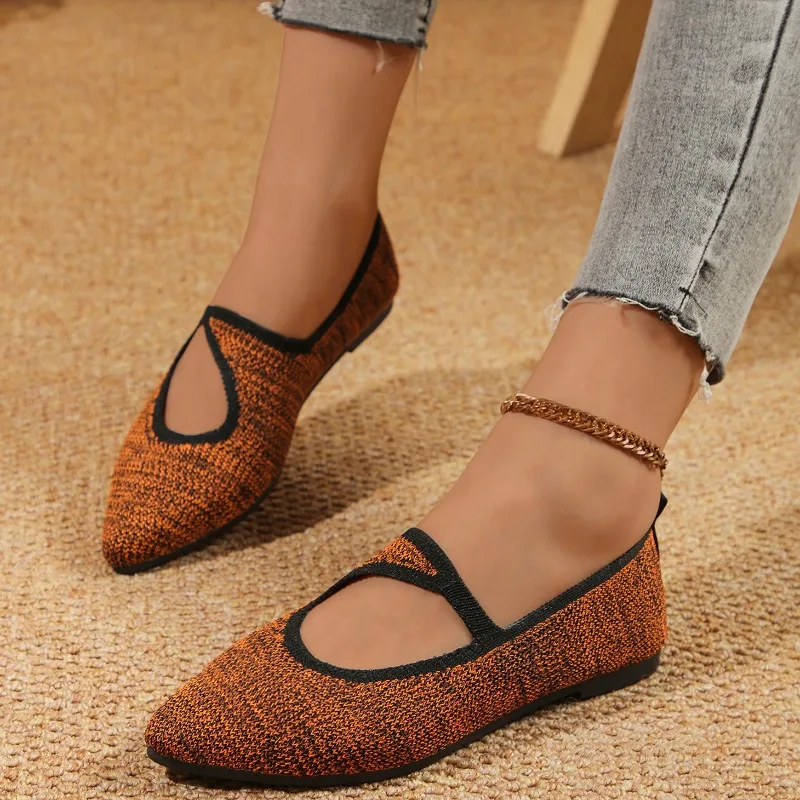Женская модная обувь на плоской подошве осенние новые вязаные дышащие