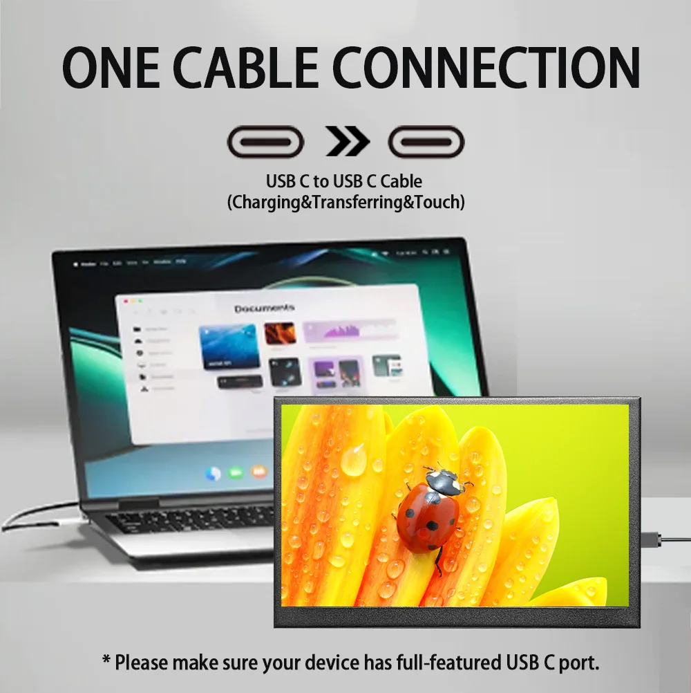 Маленький монитор LESOWN 7 дюймов USB C 1024x60 0 IPS широкий сенсорный экран внешний