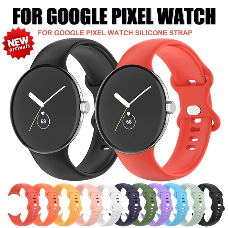 

Ремешок силиконовый для наручных часов Google Pixel, мягкий спортивный сменный Браслет с двойной пряжкой, без зазора