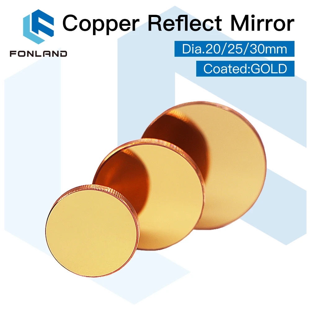 

3pcs Copper Reflect Mirror Diameter 20 25 30mm Cu Laser Mirror For Co2 Laser Cutting and Engraving Machine