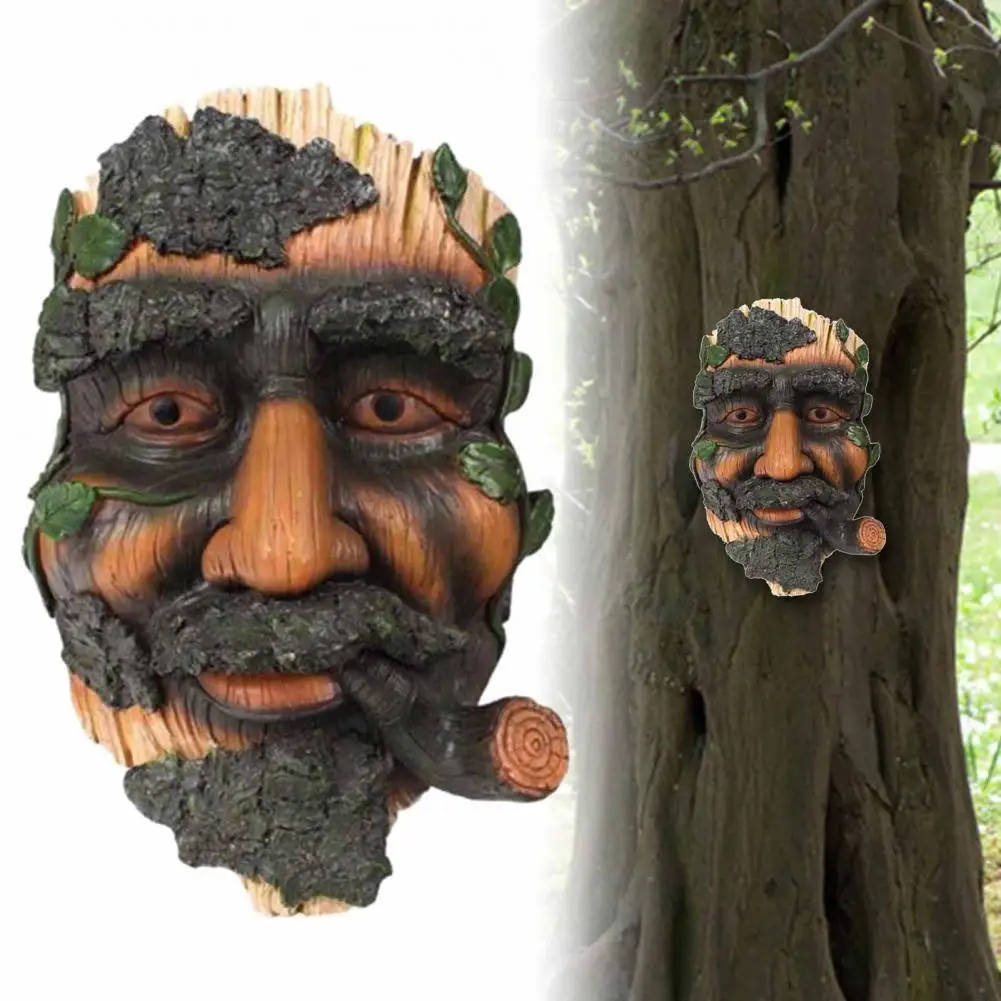 

40%HOTOld Men Pendant Hanging Wide Application Resin Sturdy Rustic Tree Face Ornament Household Supplies