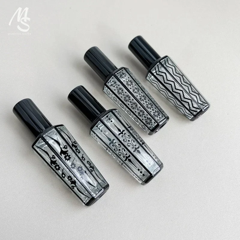 Стеклянный флакон-распылитель для духов 15 мл с уникальным черным узором