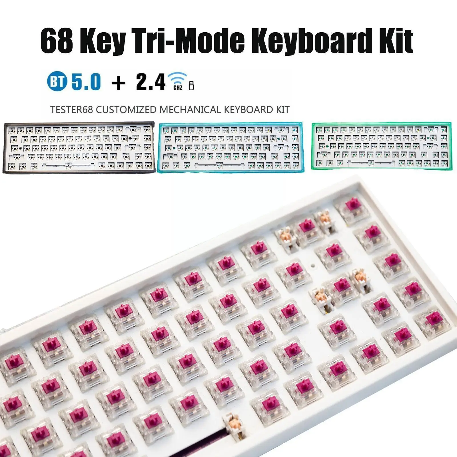 

Беспроводная механическая клавиатура Ciy68 Bt5.0 2,4g Наборы «сделай сам» Hotswap Ciy Pcb алюминиевая пластина Abs 68 пластина тестер стабилизатор P C5d7