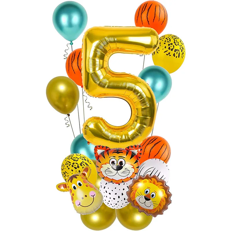 

Wild Jungle Safari Animal Balloons Sets Numbers Balloons For Animal Themed 5 Years Old Kids Birthday Party Balloons Decorations