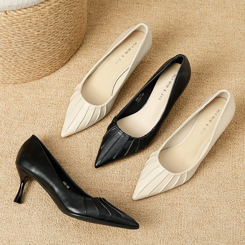 Туфли на тонком каблуке 2024 босоножки без шнуровки с неглубоким носком женские