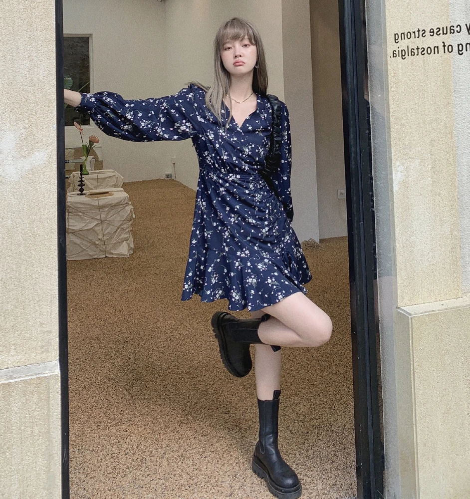 Сказочное винтажное платье с зауженной талией Осеннее новое французское