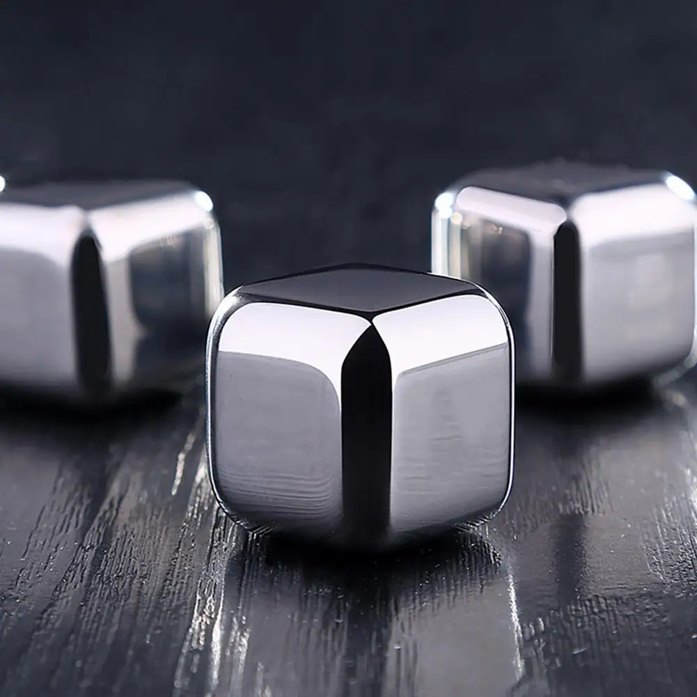 

1 Set Wine Stones Useful Reusable Unbreakable Silver Color Chilling Rock for Bar Chilling Rock Cooling Stone