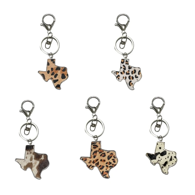 

Western Map Pendant Leathers Keychain Purse Bag Pendant Car Keyring Gift