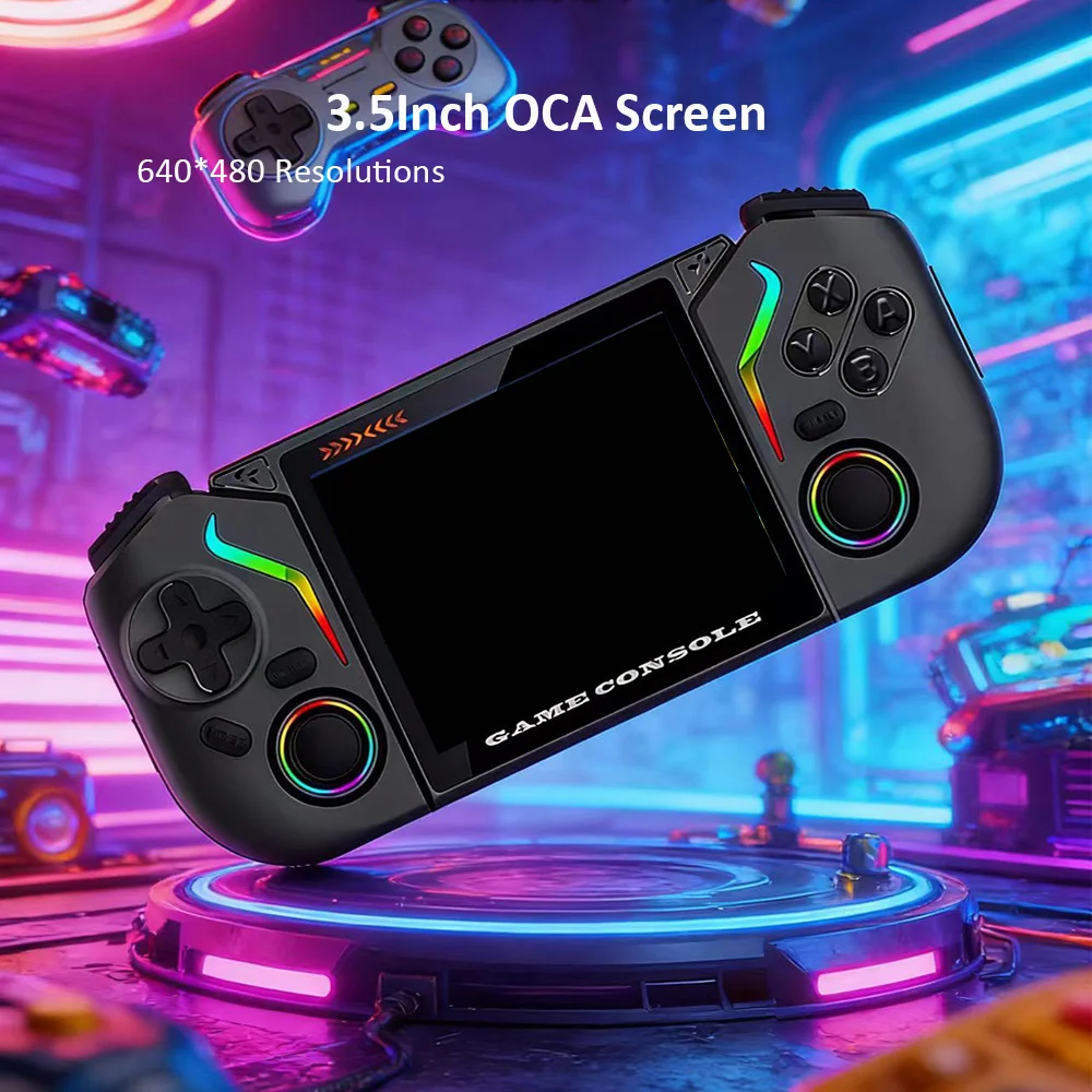 Фото Портативная игровая консоль Reebolnic X95Pro с 3,5-дюймовым экраном OCA, симулятор ретро-игр, Wi-Fi, YouTube, PS1, портативная, подарок для детей. №2