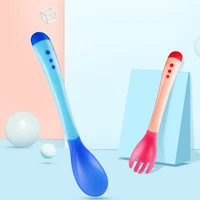 silicone baby feeding temperature sensing soup spoon temperature color change spoon medicine fork spoon childrens tableware